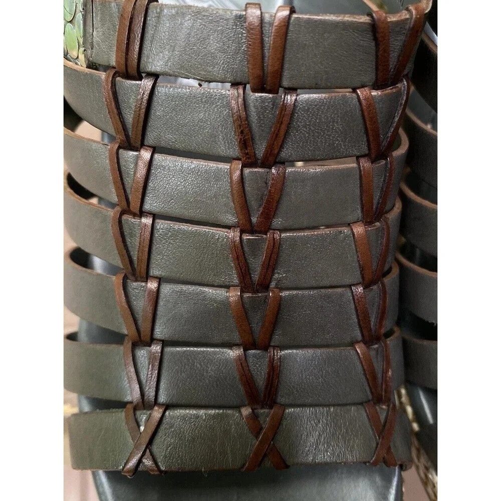 Brighton Denali Wedge Slide Sandal Women’s Size 8 Gray Brown Strappy Leather